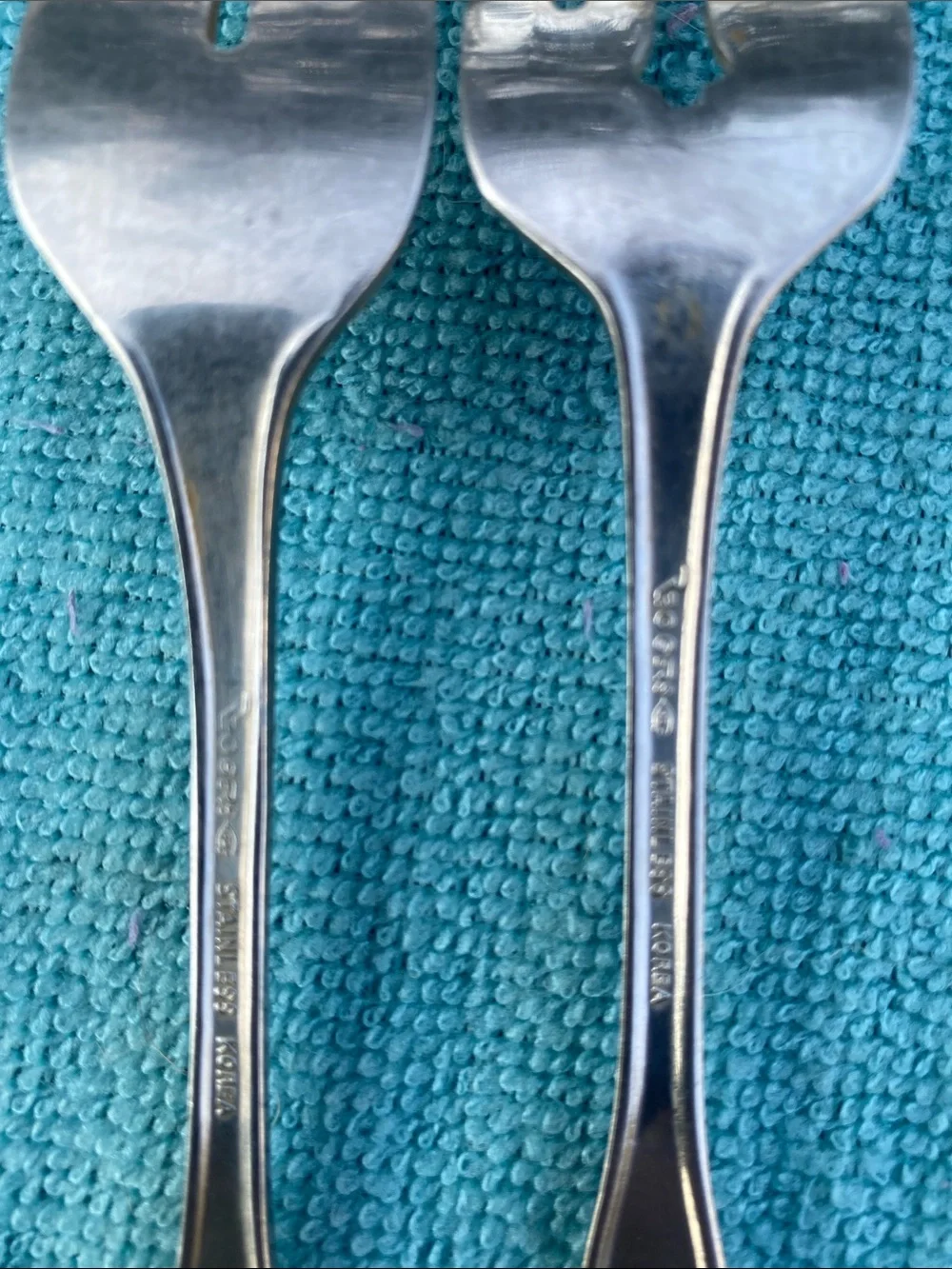 Vintage Rogers Stainless Korea Fiddle-Back Dinner/Salad Forks - Set of 2 MCM